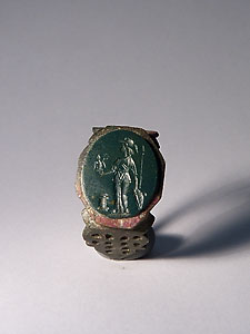 Finger ring - Bronze and green jasper - Athena