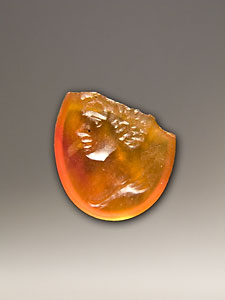 Ring stone - Orange carnelian - Bust of a young man