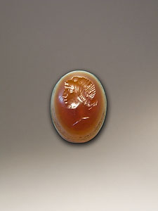 Ring stone - Banded agate - Female head