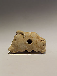Janiform head of a cow and her calf - White calcite