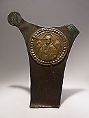 Sommet de croix processionnelle byzantine avec archange - Bronze et bronze doré