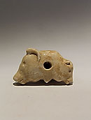 Janiform head of a cow and her calf - White calcite