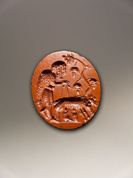 Ring stone - Red jasper - Faustulus with She-wolf and Twins