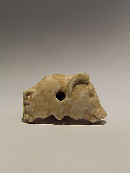 Janiform head of a cow and her calf - White calcite